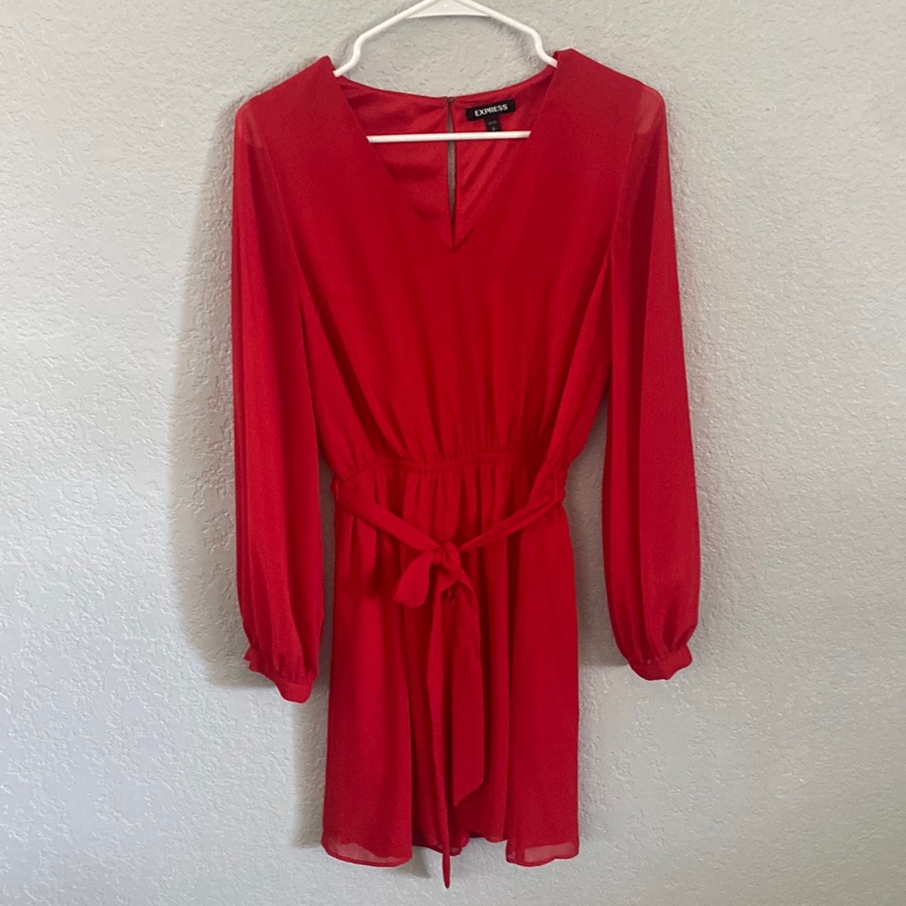 Express red tie dress